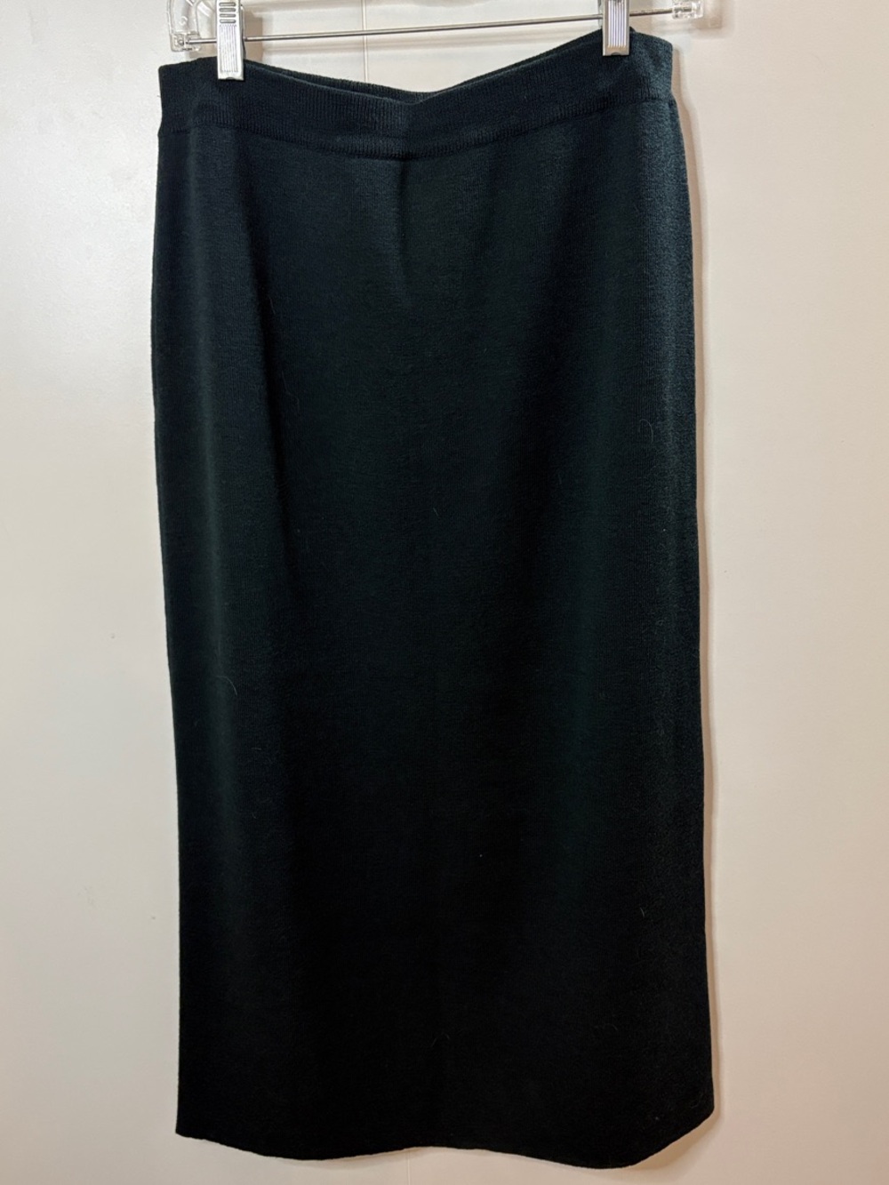 Eileen Fisher 100% Italian wool Forest Green Knit Midi Skirt M